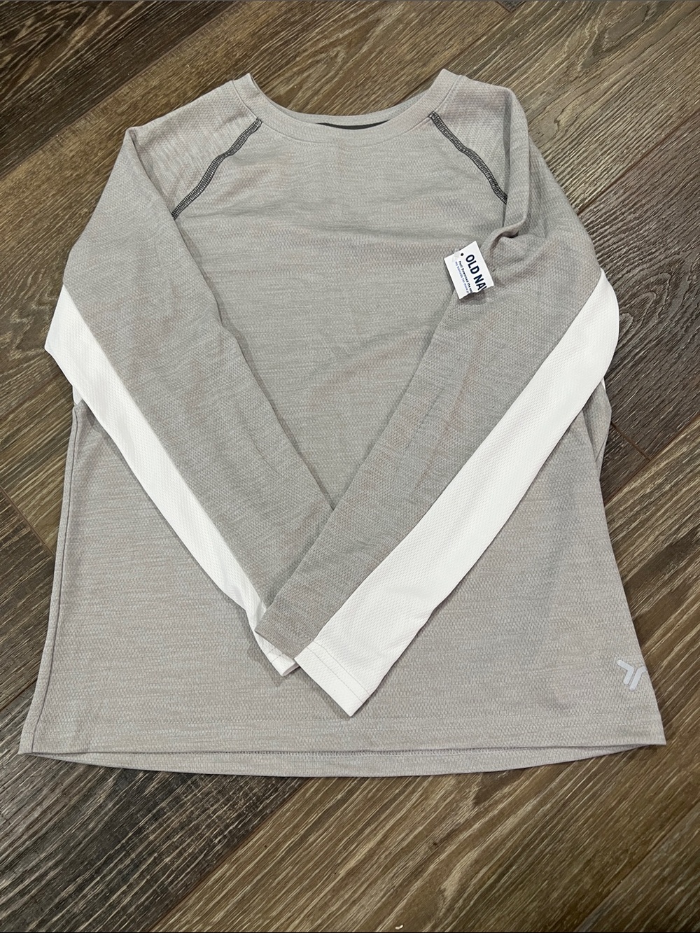 Old Navy Taupe Boy’s Active Long Sleeve with White Sleeve Panels